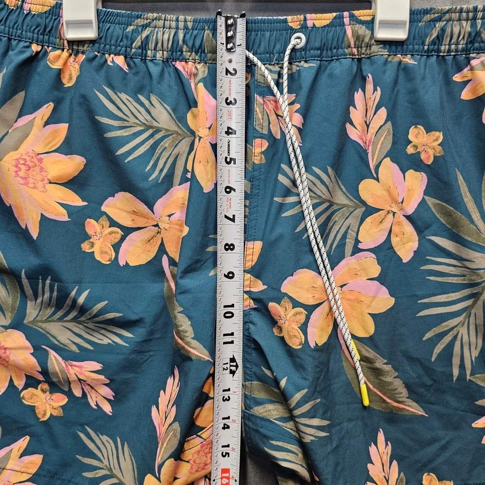 Bonobos Mens XXL Swim Trunks Green Tropical Floral 7 Inch Inseam BOE25101SA